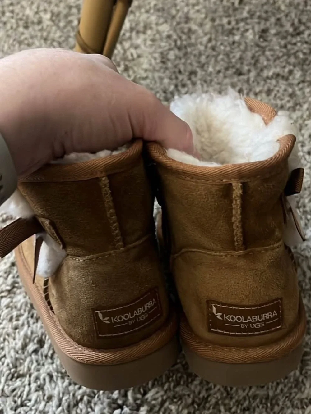 Koolaburra Kids Tan Suede Shearling-Lined Boots